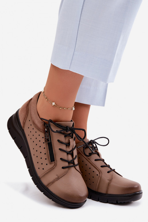 Haut Schuhe Feminin mit einer Plattform Vinceza 39977 Beige