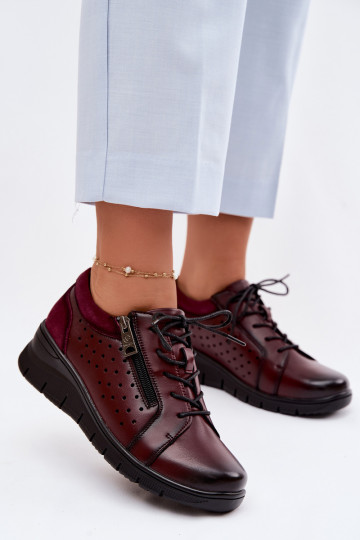 Vinceza 39977 leren dameschoenen met plateau bordeauxkleur