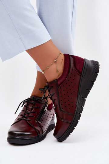 Vinceza 39977 leren dameschoenen met plateau bordeauxkleur 2