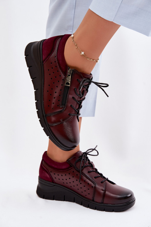 Leer schoenen Dames met platform Vinceza 39977 bordeaux