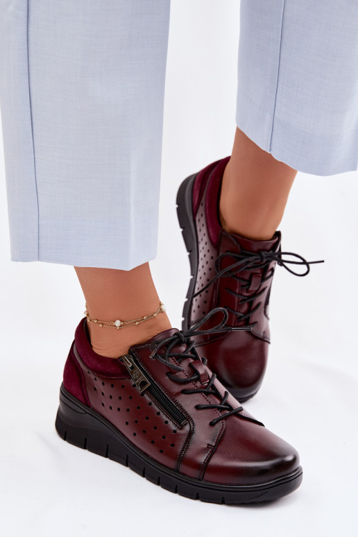 Leer schoenen Dames met platform Vinceza 39977 bordeaux