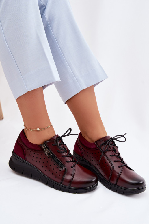 Leer schoenen Dames met platform Vinceza 39977 bordeaux