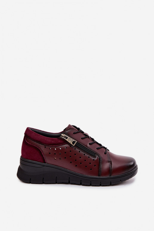 Leer schoenen Dames met platform Vinceza 39977 bordeaux