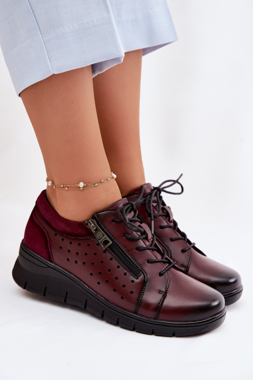 Leer schoenen Dames met platform Vinceza 39977 bordeaux