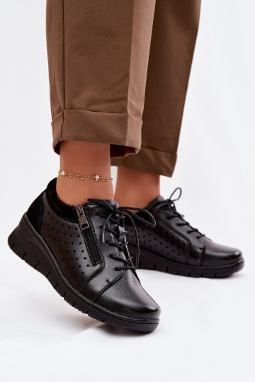 Vinceza 39977 leren dameschoenen met plateau zwart 2