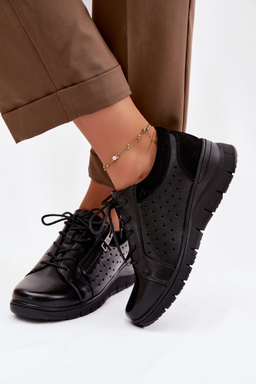 Peau chaussures Féminin avec une plateforme Vinceza 39977 couleur noire