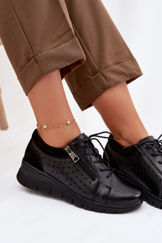 Peau chaussures Féminin avec une plateforme Vinceza 39977 couleur noire