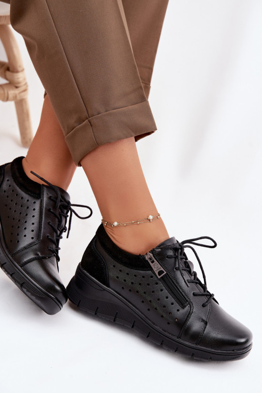 Haut Schuhe Feminin mit einer Plattform Vinceza 39977 schZuarze Farbe