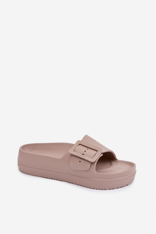 Chaussons femme avec mousse avec une plateforme avec boucles Big Star TT274A079 beige