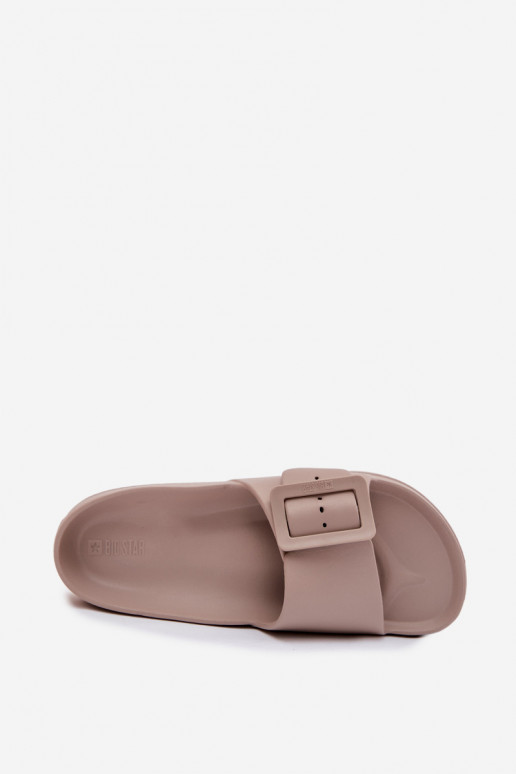 Damesschuimslippers met platform met gespen Big Star TT274A079 beige