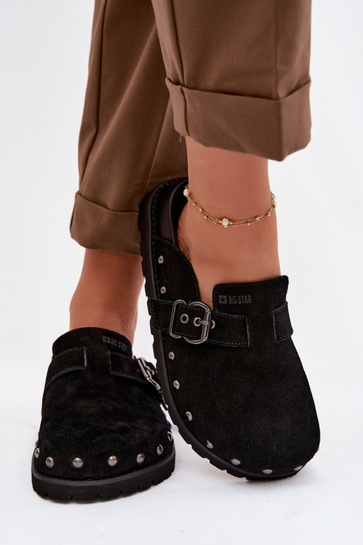 Slippers Klompen van suède met platform met klinknagels I met gespen Big Star TT274951 zInart