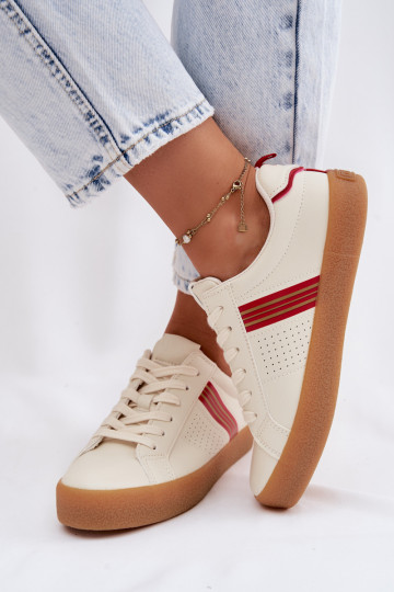 Big Star TT274307 dames sneakers van kunstleer ivoorkleur 2