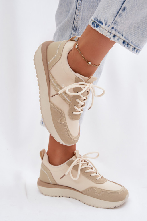 Sneakers model schoenen Dames met platform Big Star TT274278 beige