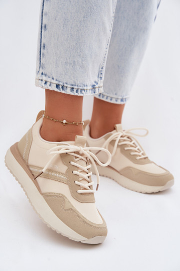 Big Star TT274278 dames sneakers met plateau zandkleur 2