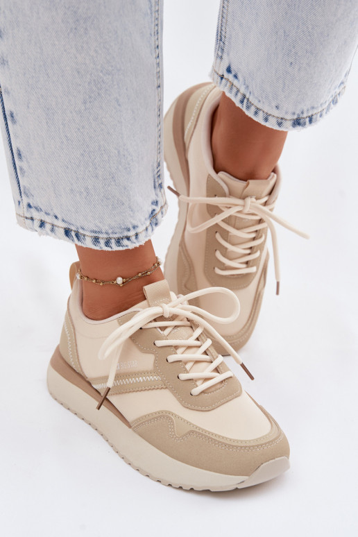Sneakers model schoenen Dames met platform Big Star TT274278 beige