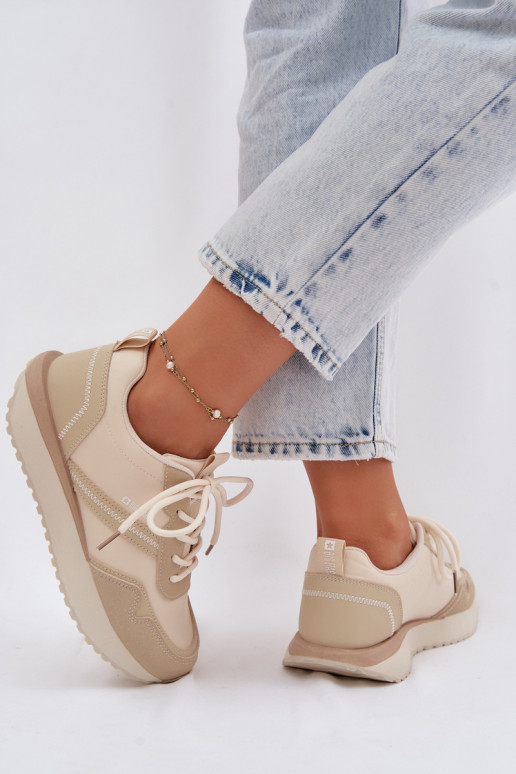 Sneakers model schoenen Dames met platform Big Star TT274278 beige