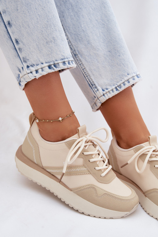 Chaussures modèle baskets Féminin avec une plateforme Big Star TT274278 beige