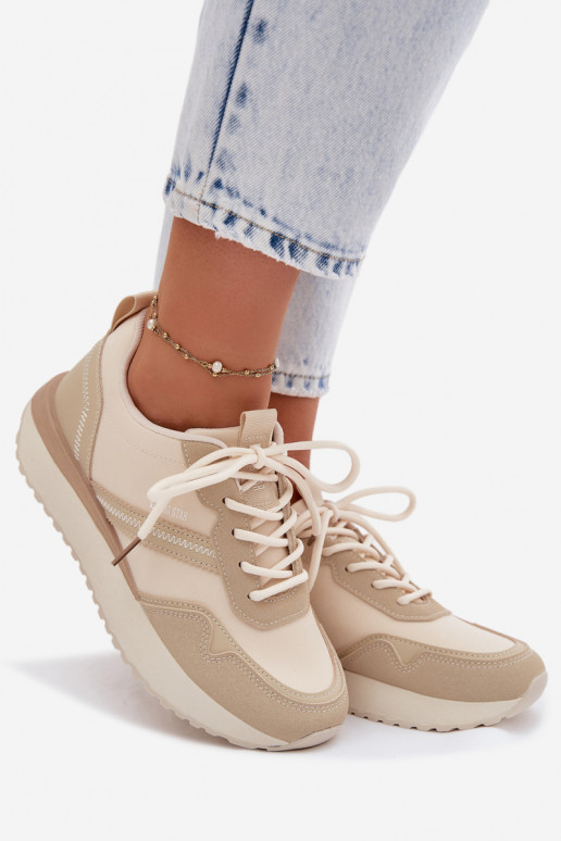 Chaussures modèle baskets Féminin avec une plateforme Big Star TT274278 beige