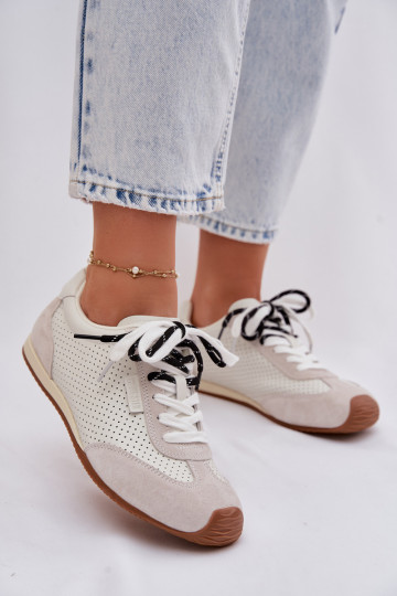 Baskets en daim pour femmes Big Star TT274555 couleur blanche 2