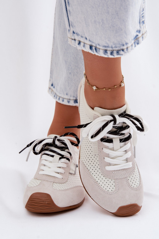 Peau en daim Chaussures modèle baskets Féminin Big Star TT274555 couleur blanche