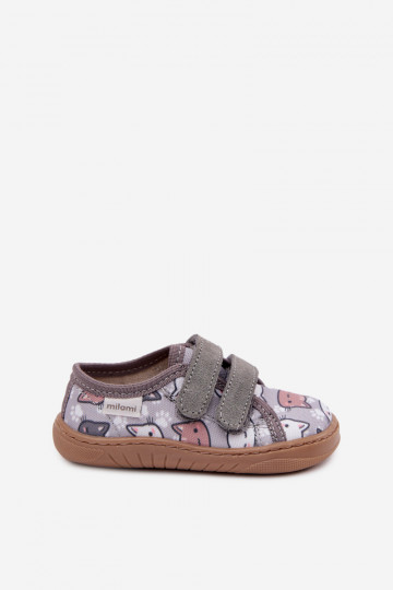 Milami grijze meisjes slippers met katten Saphira 2