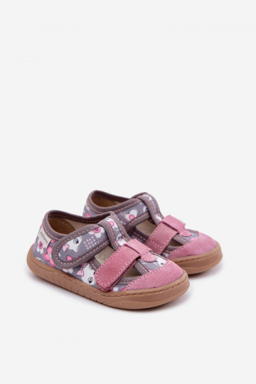 Milami grijze-roze meisjes slippers met katten en bloemetjes Lumi
