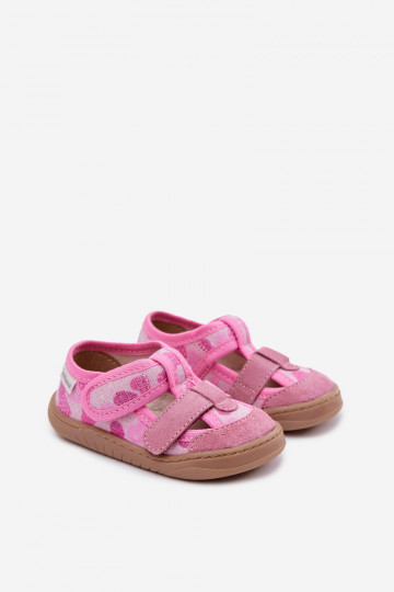 Milami roze meisjes slippers met glitters en hartjes Lumi 2