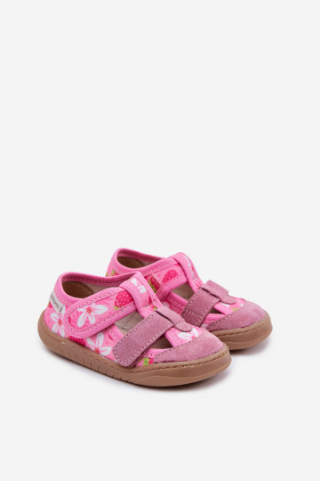 Chaussons Barefoot Puéril Milami des fraises couleur rose Lumi