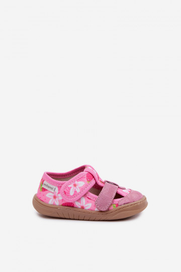 Chaussons pour enfants Milami avec fraises couleur rose Lumi 2