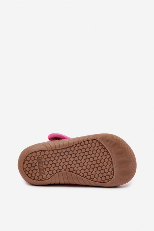 Chaussons Barefoot Puéril Coccinelles avec des coeurs avec attaches adhésives Milami couleur rose Talirae