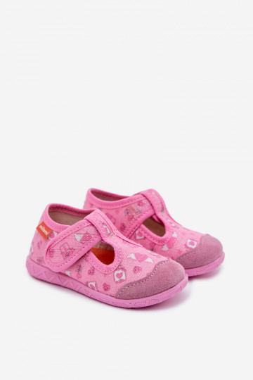 Slippers Milami voor kinderen met klittebandsluiting met glitters roze Jasimrra