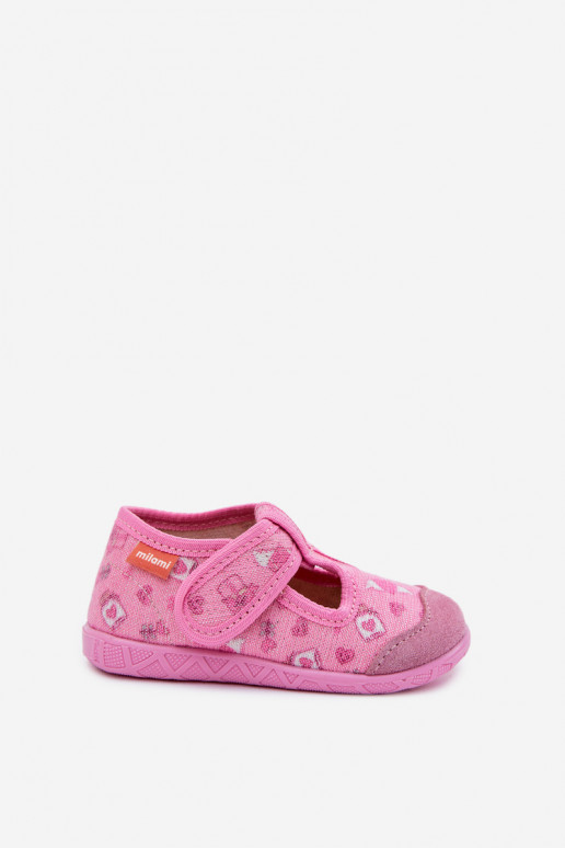 Chaussons Milami Puéril avec attaches adhésives avec éclat couleur rose Jasimrra