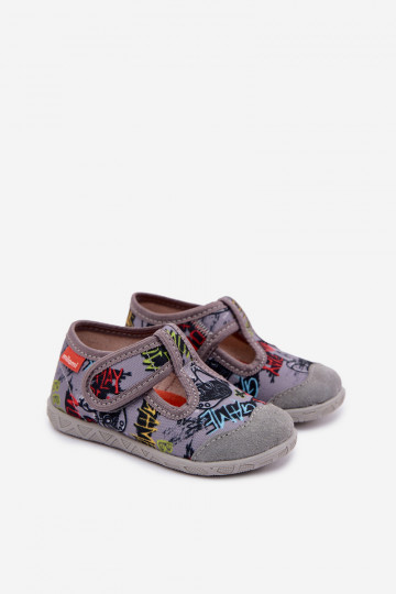 Chaussons Milami pour enfants avec fermetures autocollantes gris Jasimrra