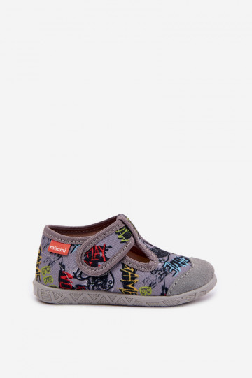 Chaussons Milami pour enfants avec fermetures autocollantes gris Jasimrra 2