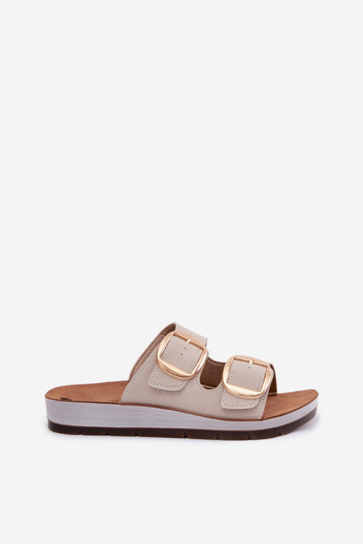 Damespantoffels Ze gouden kleurmi met gespenmi Inblu CP000061 beige