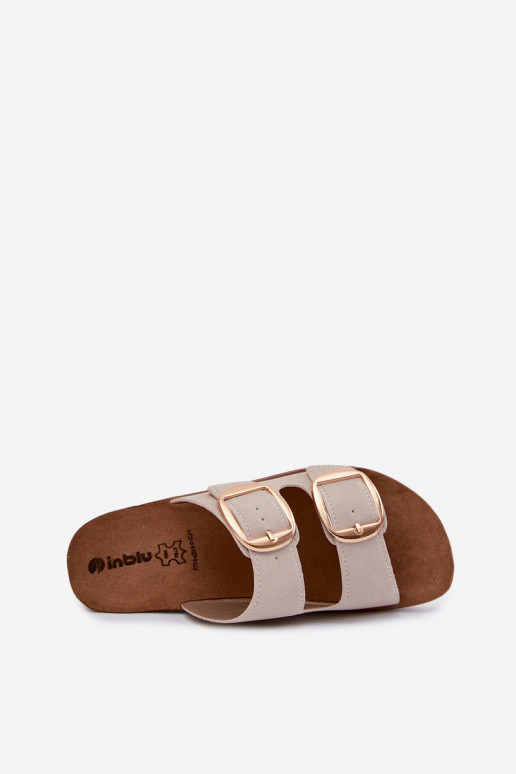 Pantoufles pour femmes Ze couleur doréemi avec bouclesmi Inblu CP000061 beige