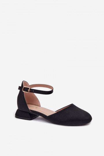 Kinder Glitzersandalen mit niedrigem Absatz in schwarz Nelly
