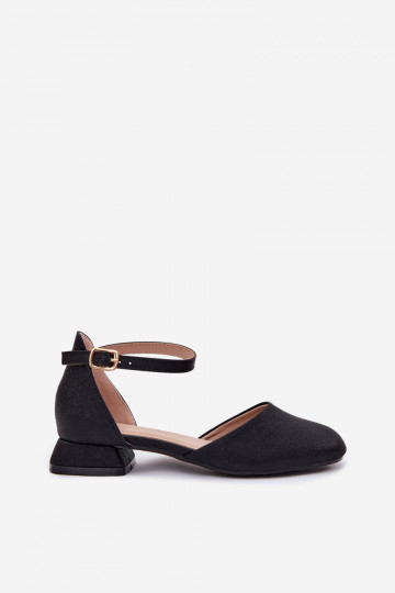 Kindersandalen met glitters op een lage hak zwart Nelly 2