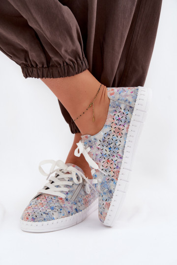 met elementen van opengeInerkt schoenenOpturalnego van suèdeu zilvere kleur Kamelia 2