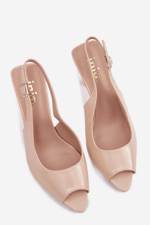 Dames sandalen met dunne hakken beige Sevina