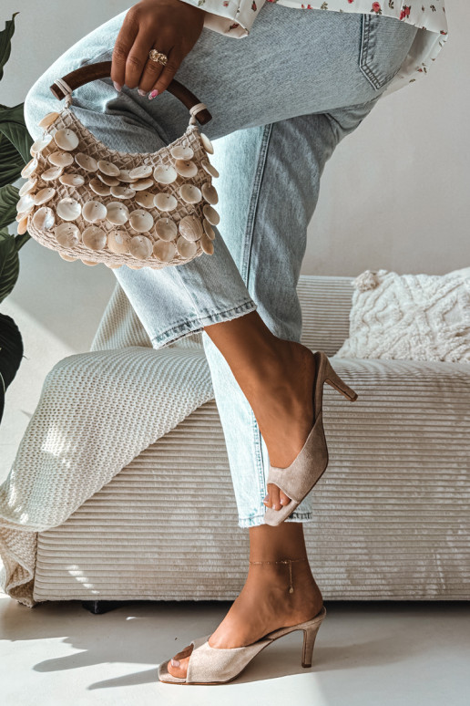 Damenhausschuhe Ermöglicht Smukłym Obcasie Beige Revina