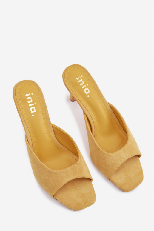 Damenhausschuhe Ermöglicht Smukłym Obcasie gelbe Farbe Revina