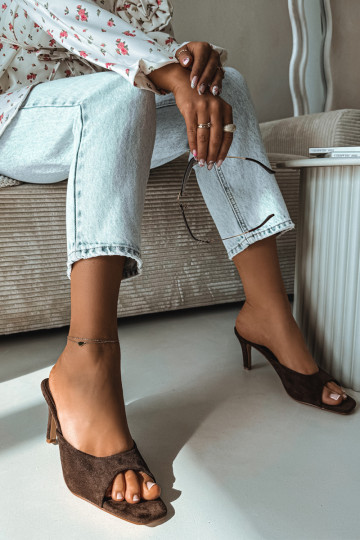 Damespantoffels Op Smukłym Obcasie CzekoladoIne Revina