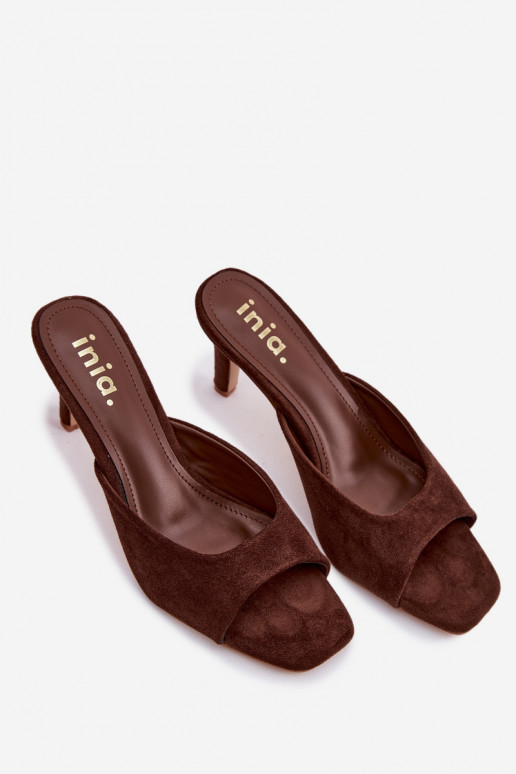 Pantoufles pour femmes Activé Smukłym Obcasie CzekoladoÀe Revina