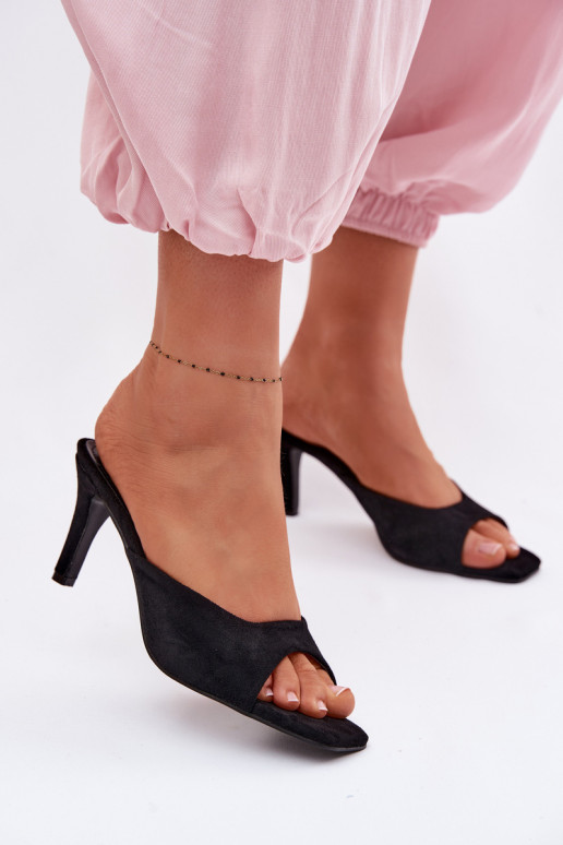 Damenhausschuhe Ermöglicht Smukłym Obcasie schZuarze Farbe Revina