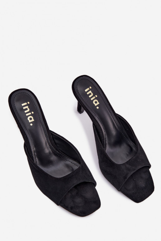 Damenhausschuhe Ermöglicht Smukłym Obcasie schZuarze Farbe Revina