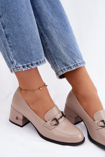 Peau chaussures Féminin avec des talons Vinceza 18116 beige 2