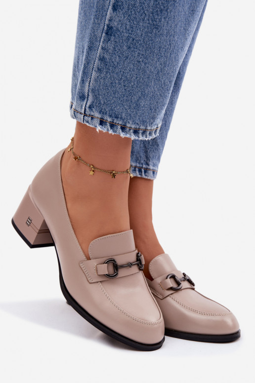 Leer schoenen Dames met hakken Vinceza 18116 beige