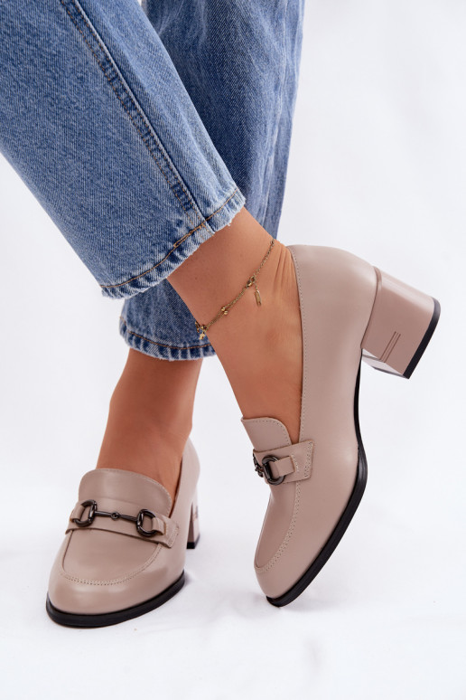 Peau chaussures Féminin avec des talons Vinceza 18116 beige