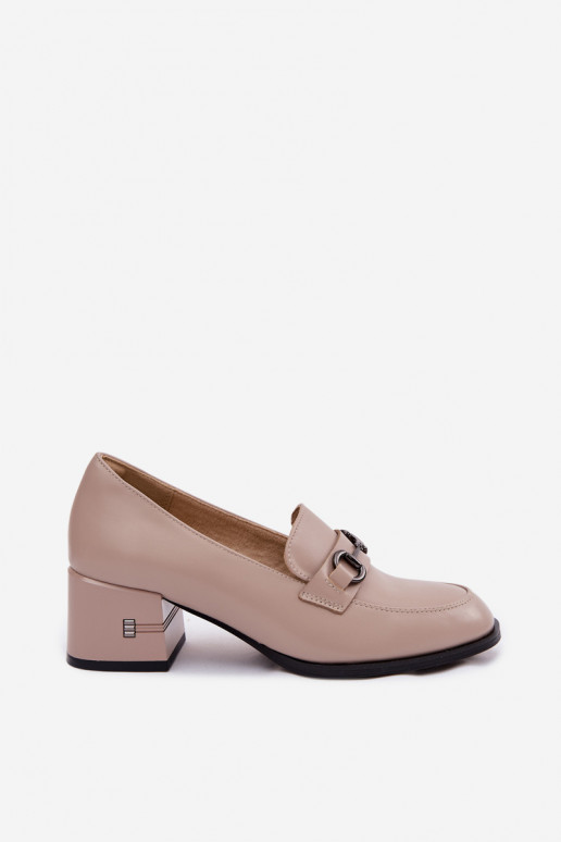 Peau chaussures Féminin avec des talons Vinceza 18116 beige